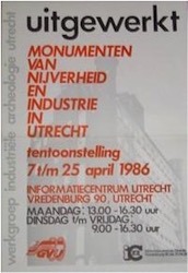 USINE historie - 1986 Tentoonstelling monumenten van nijverheid affiche